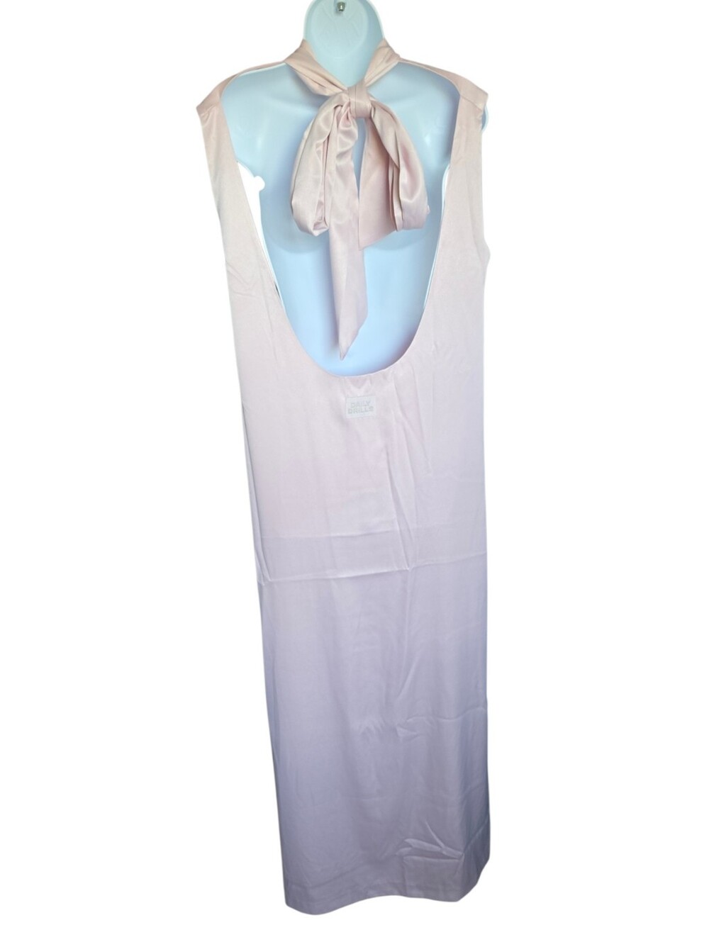 NWT Daily Drills Light Pink Satin Maxi Dress Size L - Picture 2 of 3